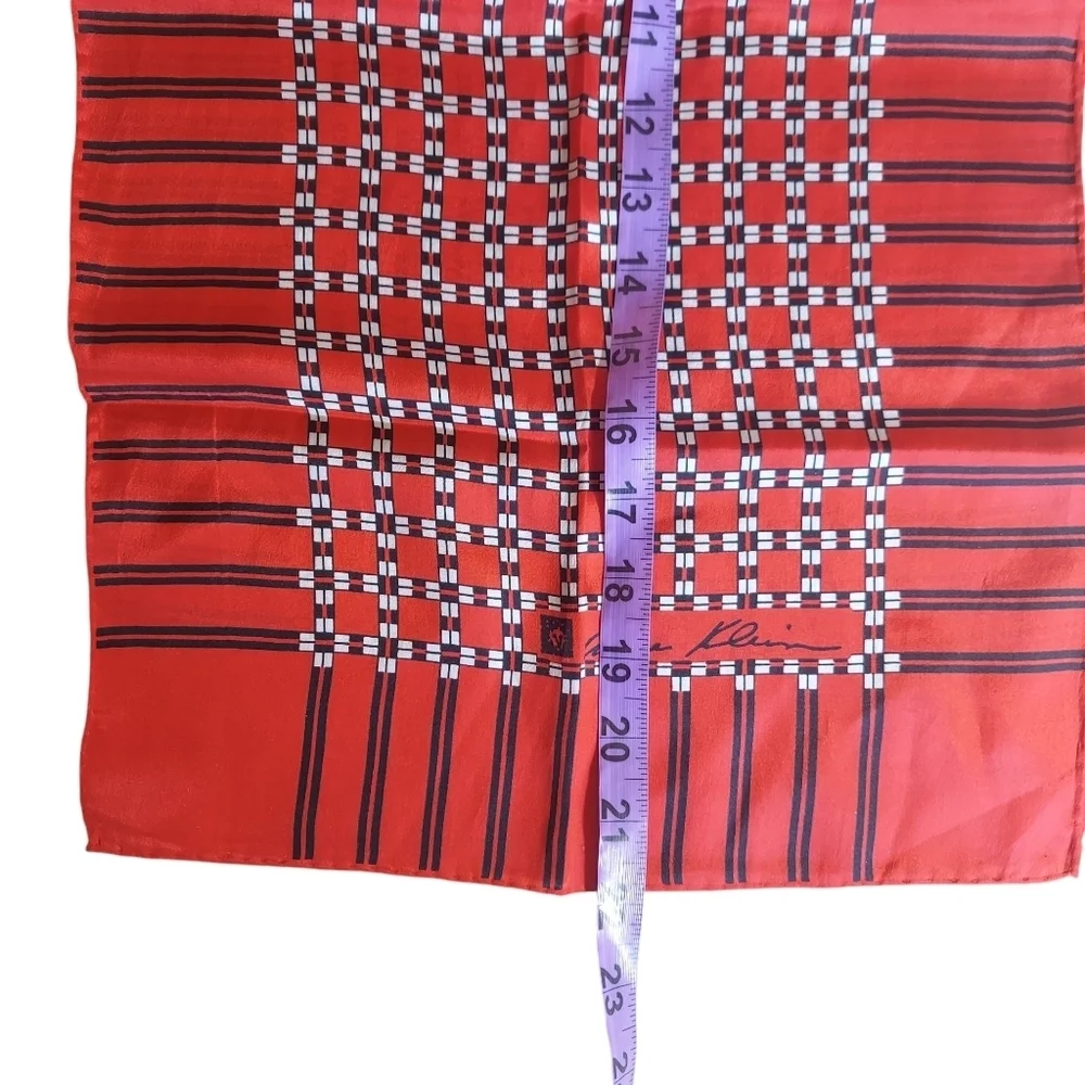 Anne Klein Red Black White Abstract Print 100% Silk